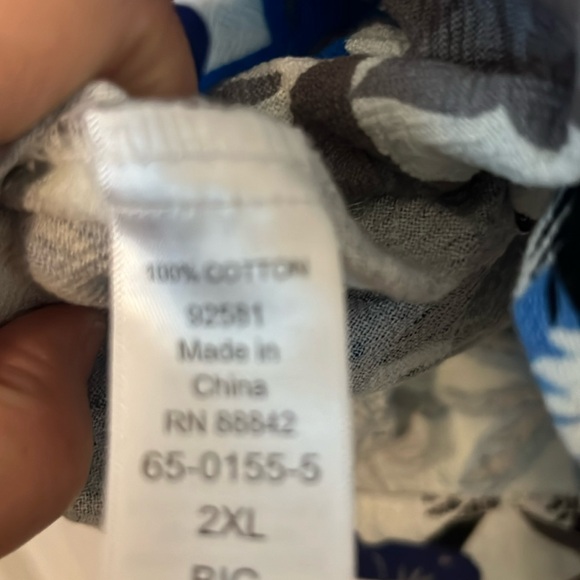 KS Island swim coverup poncho w/hood and pocket blu/wht Hawaiian floral 2X plus - Picture 14 of 16